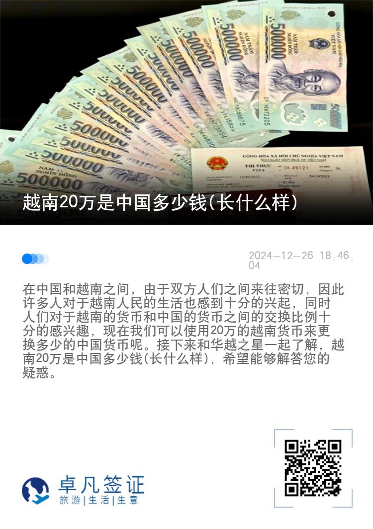 越南20万是中国多少钱(长什么样)